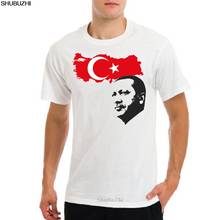 Recep Tayyip Erdogan лицо турецкого президента с флагом графства мужская белая футболка Мужская хлопковая футболка s летняя брендовая футболка sbz3298 2024 - купить недорого