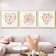 Pintura de diamante de corte tridimensional, decoración de rosa, oro rosa, arte de pared para sala de estar, póster para el hogar, lienzo para dormitorio 2024 - compra barato