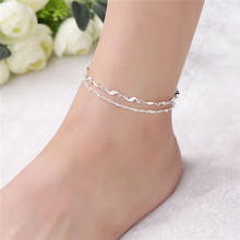 925 Silver Jewelry Geometric Anklet Bracelet for Women Girls Summer Beach Fashion Jewelry AB157 2024 - buy cheap