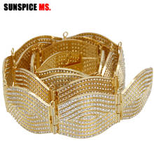 Sunspicems-Cinturón con diamantes de imitación para mujer, Color dorado, plateado, marroquí, vestido de boda europeo, joyería corporal, cadena de cintura, longitud ajustable 2024 - compra barato