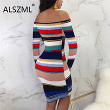 ALSZML strapless backless long sleeve stripe skinny long dress sexy tight club party lady fashion sheath dress 2024 - buy cheap