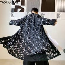 Yasuguji-cárdigan gótico de punto para hombre, gabardina larga con encaje Floral, holgada, a la moda, Primavera, 2021 2024 - compra barato