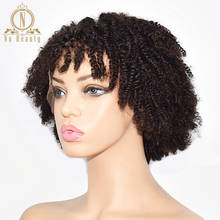 Afro Kinky Curly Wig Lace Human Hair Wigs With Bangs Pre Plucked 13x4 Lace Front Wig For Women Remy Black Hair Na Beauty 2024 - buy cheap