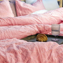 Funda nórdica de 100% Lino 150x200, cubierta de edredón de lino suave y sólido Natural, 220x240, cubierta de cama doble, rosa, gris, púrpura, amarillo 2024 - compra barato