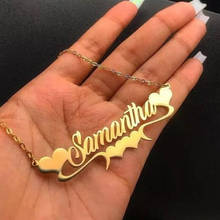 Wedding Gift Custom Name Necklaces Personalized Jewelry Double Hearts Nameplate Pendant Necklaces For Women Gold Filled Kolye 2024 - buy cheap