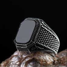 Anel preto com zircônia embutida, anéis estilosos para homens criativos hip hop 2024 - compre barato