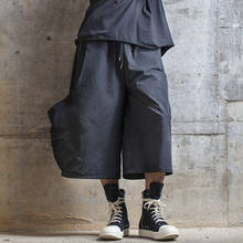 Men Casual Dark Black Pants Japan Harajuku Street Loose Wide Leg Pants Male Punk Gothic Harem Trousers 2024 - buy cheap