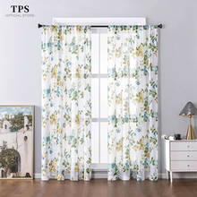 TPS Floral Printed Sheer Curtain for Kitchen Voile Curtain for Living Room Bedroom Flower Tulle Window Treatment Drape Panels 2024 - buy cheap