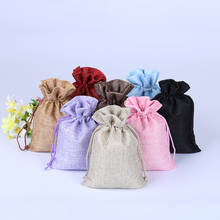10Pcs Linen Jute Drawstring Pouch Cotton Mix Color Packages for Packaging Gift Wedding Party Christmas Candy Bags Christmas Gift 2024 - buy cheap