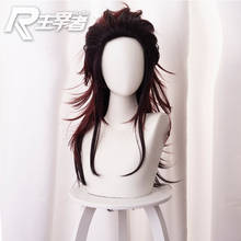 Wigs Pop! Demon Slayer: Kimetsu No Yaiba Kamado Tanjiro Cosplay Sexual Turn Gradual Red Brown Turn Upturned Long Hair Role 2024 - buy cheap