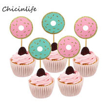 Chicinlife-10 piezas de decoración de Donut para cupcakes, decoración de fiesta de cumpleaños, suministros de fiesta de Donut 2024 - compra barato