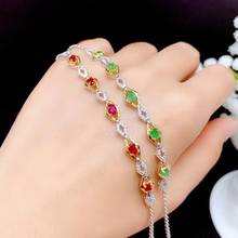 2021 new fashion emerald / ruby gem bracelet for women jewelry certified natural gem real 925 silver gold plated party gift 2024 - buy cheap