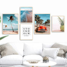 Pineapple Palm Tree Sea Beach Car Quote Wall Art Canvas Painting Nordic Posters And Prints Wall Pictures For Living Room Decor 2024 - buy cheap