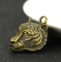 YM Copper Statue Collection Chinese Brass Carved Animal Lion Head Exquisite Small Pendant Statue Gift 2024 - buy cheap