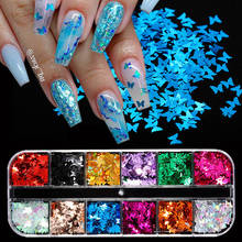 Mirror Sparkly Butterfly Nail Sequins Paillette Mixed Colors Nail iridescent Glitter 3D Flakes Slices Spangle Art Accessories 2024 - buy cheap