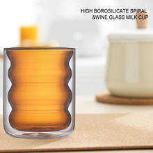 Tazón de vidrio para agua/vino de 250ML, taza de leche de alto borosilicato, taza de café novedosa de doble pared, taza con aislamiento de doble capa en espiral espesada 2024 - compra barato