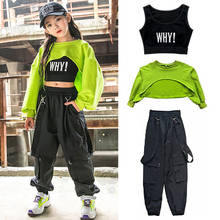 Girls Hip Hop Clothes Green Tops Vest Black Pants For Children Jazz Dance Wear Ballroom Hiphop Costume Stage Rave Outfit BL5459 2024 - buy cheap