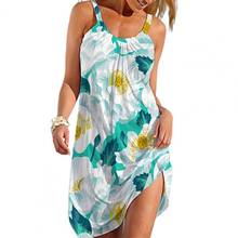 Summer Sexy Women Dress Sleeveless Beach Dress Sundress Floral Print Over Knee A Line Dress Casual Plus Size Female Vestidos 2024 - buy cheap