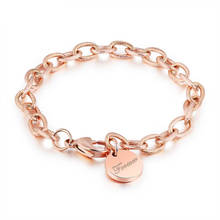 Trendy Rugged Twist Round Tag LOVE Rose Gold Color Bracelets Stainless Steel Personality Chain & Link Bracelets B18193 2024 - buy cheap