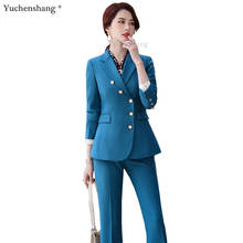 Women High Quality Formal Pant Suit Biggest Size 5XL 2 Piece Set Fashion Button Decoration Blazer Jacket Ladies Winter Clothes 2024 - buy cheap