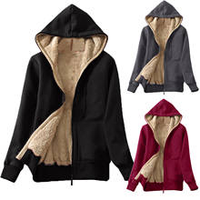 Women's coat Hoodies Casual Winter Warm Sherpa Lined Zip Up long Sleeve Autumn Warm Sweatshirt Jacket Coat Plus Size Outwear Top 2024 - buy cheap