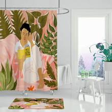 Woman animal print simple shower curtain waterproof polyester cloth leaf plant shower curtain for bathroom 2024 - buy cheap
