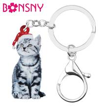 Bonsny Acrylic Christmas Hat Egyptian Cat Kitten Key chains Key Rings Bag Car Purse Keychains For Women Girl Men Decoration Gift 2024 - buy cheap