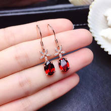 Fine Jewelry Vintage Oval Red Zircon Drop Earrings With Charm Flower Creative Unusual Earrings For Women Wedding Engagement 2024 - buy cheap