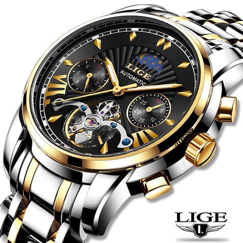 LIGE Casual Mens Watches Top Brand Luxury Automatic Mechanical Business Watch Men Waterproof Wristwatch Reloj Hombres Tourbillon 2022 - buy cheap