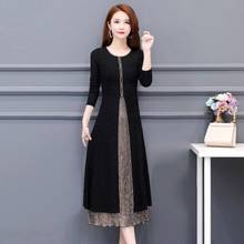 Spring 2022 New Ladies Temperament Slim Dress Women Plus Velvet Thick Dess Female Black Base Long Dresses 5XL W22 2024 - buy cheap