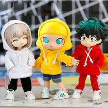 Ropa de bebé Ob11 Molly action version BJD body9 GSC, ropa deportiva sólida con cordón y bolsillo, Sudadera con capucha, accesorios para muñecas 2024 - compra barato