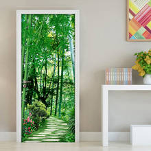 Papel de parede adesivo, natureza, para sala de estar, quarto, porta, decalque 3d, bambu, floresta, foto, adesivo 2024 - compre barato