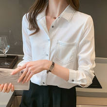 Blusa De chifón De manga larga para Mujer, camisa De color blanco liso para oficina, 2021 2024 - compra barato