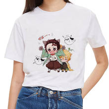 Camiseta feminina estilosa de verão harajuku, camiseta engraçada feminina demon slayer, 2020 2024 - compre barato