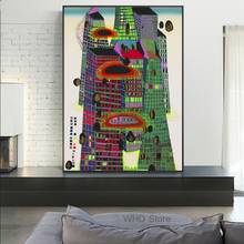 Pintura en lienzo de decoración para habitación de niños, póster e impresiones de edificios arquitectónicos abstractos y coloridos, imagen artística 2024 - compra barato