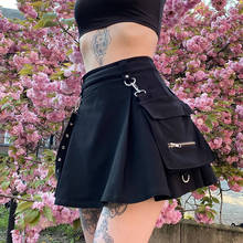 Minifalda Sexy de retazos para mujer, falda con bolsillo, estilo Harajuku, Punk, gótico, negra, de cintura alta, ropa de calle elegante Y2K de verano 2024 - compra barato