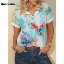 Cashiona 2021 summer new elegant leisure blouse women short sleeve basic tops plus size 3xl feminina blusas shirt ropa mujer 2024 - buy cheap