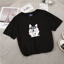 Women's Clothing Funny Cute Husky Dog Print T Shirts Summer Men Ladies Top Short Sleeves O-neck Graphic T-shirt Korean Style Tee 2024 - buy cheap