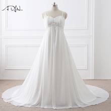 Vestido de noiva elegante plus size, trajes de casamento, robe de maconha, fotos reais, vestido de chiffon de cintura imperial 2024 - compre barato