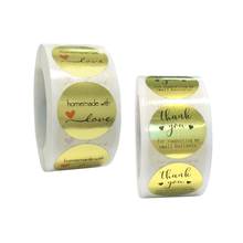 5000 unids/lote de etiquetas de sello redondas doradas de agradecimiento, etiquetas de sello hechas a mano con amor, embalaje de regalo de álbum de recortes de 25mm 2024 - compra barato