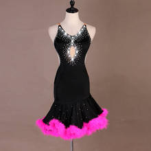 New Adult/Kids Latin Dance Dress Black And Red feather Dress Latin Competition Dress Lady Rumba/Tango/Samba Dance Skirt 2024 - buy cheap