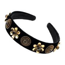 Diademas de aleación de Metal con cuentas negras para mujer, accesorios para el cabello, estilo Vintage, con flores, nuevas estrellas 2024 - compra barato