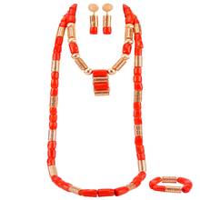 Majalia Classic African Jewelry Set Orange Coral Nigeria Wedding African Bead Jewelry Set 2024 - buy cheap