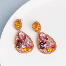 HYSECMAO Boho Luxury Rhinestone Drop Earrings Women Multicolor Geometric Statement Crystal Earrings Femme Bridal Wedding Jewelry 2024 - buy cheap