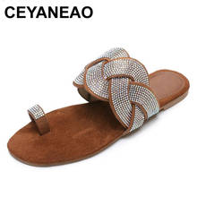 Ceyaneaomulheres chinelos de strass romanos, de qualidade, designer lantejoulas, brilhantes, moda feminina de lazer, moda praia, chinelos brilhantes 2024 - compre barato