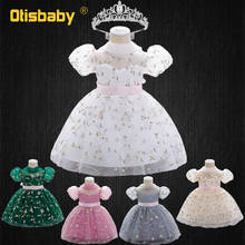 Floral Baby Girls Embroidery Princess Dresses Newborn Elegant Girl 1 Year Birthday Infant Ball gown, white Baby dress, for girls, 0-5 years girls, for summer, crew neck 2024 - buy cheap