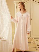 Free Shipping 2019 New Fall Rose Tree Princess Nightgown Women's Long Pajamas Sweet Pink Sleepwear Soft Modal Nightdress 2024 - buy cheap