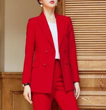 Conjunto de calça e blazer feminino com duas peças, calça de trabalho formal, elegante, estilo escritório, tamanho grande, 2020 2024 - compre barato