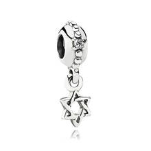 Authentic 925 Sterling Silver Bead Hexagram Star Pendant Charm Fit Fashion Women Pandora Bracelet Bangle Gift DIY Jewelry 2024 - buy cheap