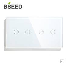 Bseed-Interruptor táctil de 4 entradas, interruptor de luz de 157mm, 1 vía, 2 vías, Panel de clase de cristal, Blanco, Negro, dorado 2024 - compra barato
